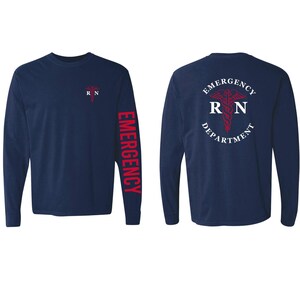 Emergency Department RN Caduceus Long Sleeve Comfort Colors T-Shirt - Unisex Nurse Gift