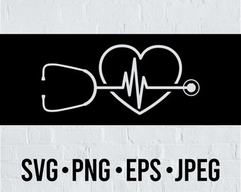 Heart Steth Stethoscope Nurse Instant Download SVG Cut File