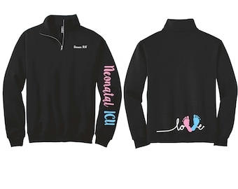 Personalized Neonatal ICU Quarter Zip, Embroidered Maternity RN Pullover, OB Nurse Sweatshirt