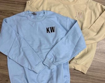 Embroidered Monogram Sweatshirt: Shadow Block Initial Crewneck