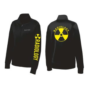 Veste zippée personnalisée pour radiologie – RN BSN à personnaliser | Cadeau pour technologue en radiologie avec impression sur la manche et le dos