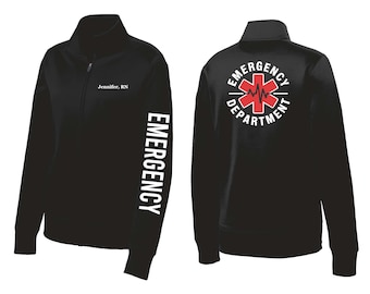 Personalized ER Nurse Fleece Jacket: Embroidered Emergency Department Gift