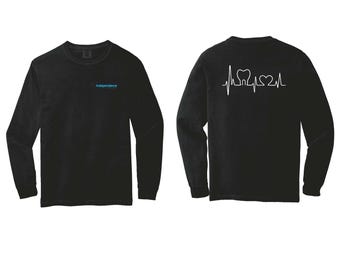 Dental Assistant Long Sleeve T-Shirt Comfort Colors with Tooth Rhythm EKG and Logo Prints