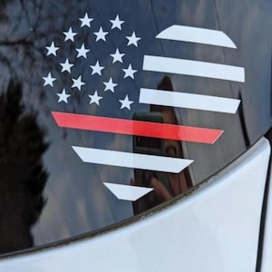 Thin Red Line Heart Decal – Firefighter Support Sticker