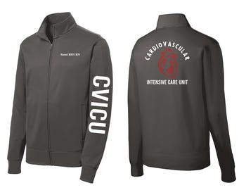 Personalized CVICU Fleece Jacket L231, Cardiovascular ICU Nurse Zip Up, Custom Embroidered RN Jacket, Cardiac Nurse Gift