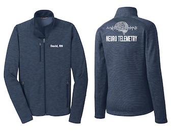Chaqueta polar bordada con telemetría neurológica - Personalizada para enfermería masculina