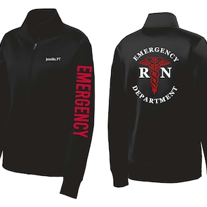 Emergency Department RN Caduceus Nursing Embroidered Custom Personalized Nurse Jacket 64 LST241 Women&#39;s Fit