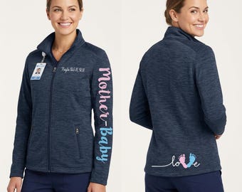 Personalized Nurse Fleece Jacket – Embroidered Baby Feet, Custom NICU Gift