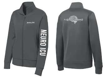 Personalized Neuro ICU Fleece Jacket, Embroidered RN Nurse Gift
