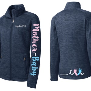 Personalized Maternity Nurse Fleece Jacket with Embroidered Baby Feet - Custom Gift for NICU Staff