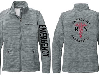 Embroidered RN Nurse Jacket: Personalized Emergency Department Fleece