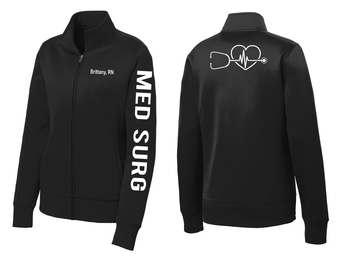 Med Surg Nurse Jacket Medsurg Nursing Embroidered Custom Personalized Women's Jacket Work Zip up