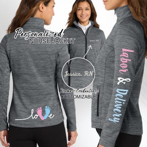 Nurse Jacket | Labor and Delivery Jacket | RN Zip Sweatshirt | Nurse Gifts | Nurse Graduation Gift