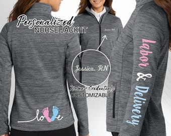 Nurse Jacket | Labor and Delivery Jacket | RN Zip Sweatshirt | Nurse Gifts | Nurse Graduation Gift