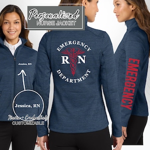 Veste en polaire personnalisée pour les services d'urgence : uniforme d'infirmière des urgences brodé avec fermeture éclair