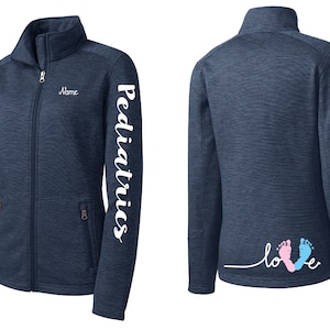 Pediatrics Nurse Jacket Script Women&#39;s Pediatric Nursing Embroidered Jacket Baby Feet Love Custom Personalized 22
