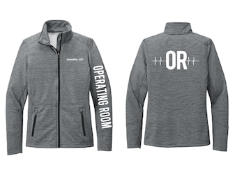 Personalized OR Nurse Fleece Jacket: EKG Pulse, Embroidered Name