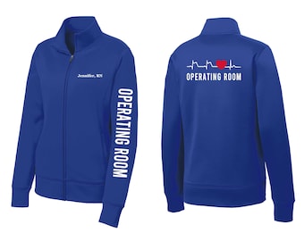 Personalized OR Nurse Fleece Jacket: Custom Embroidered RN Zip-Up