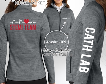 Embroidered Stemi Team Fleece Jacket, Custom Medical Zip-Up
