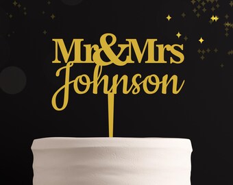 Adorno para tarta de boda personalizado de acrílico con el Sr. y la Sra.