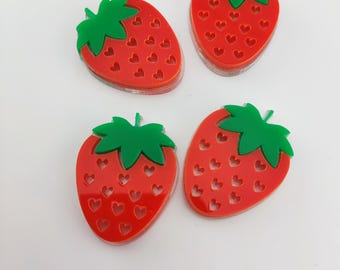 Adornos acrílicos para tarta de fresa: mini adornos de bayas para postre (juego de 4)