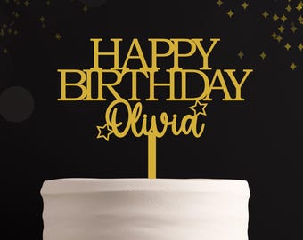 Adorno acrílico personalizado para tarta de cumpleaños, decoración de estrella personalizada