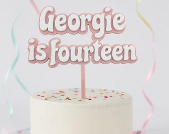 Adorno para tarta de cumpleaños personalizado, acrílico con nombre y edad personalizados, decoración para fiestas.