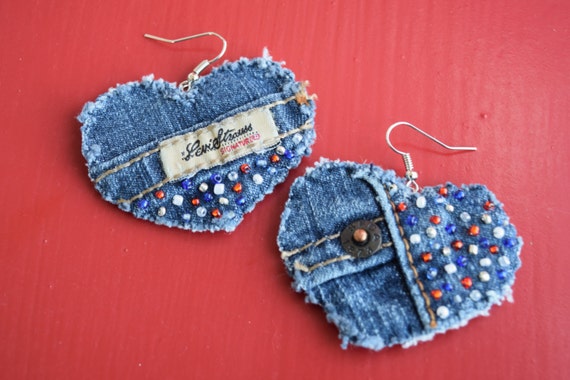Earrings Recycled Levi Strauss Signature Denim | Etsy