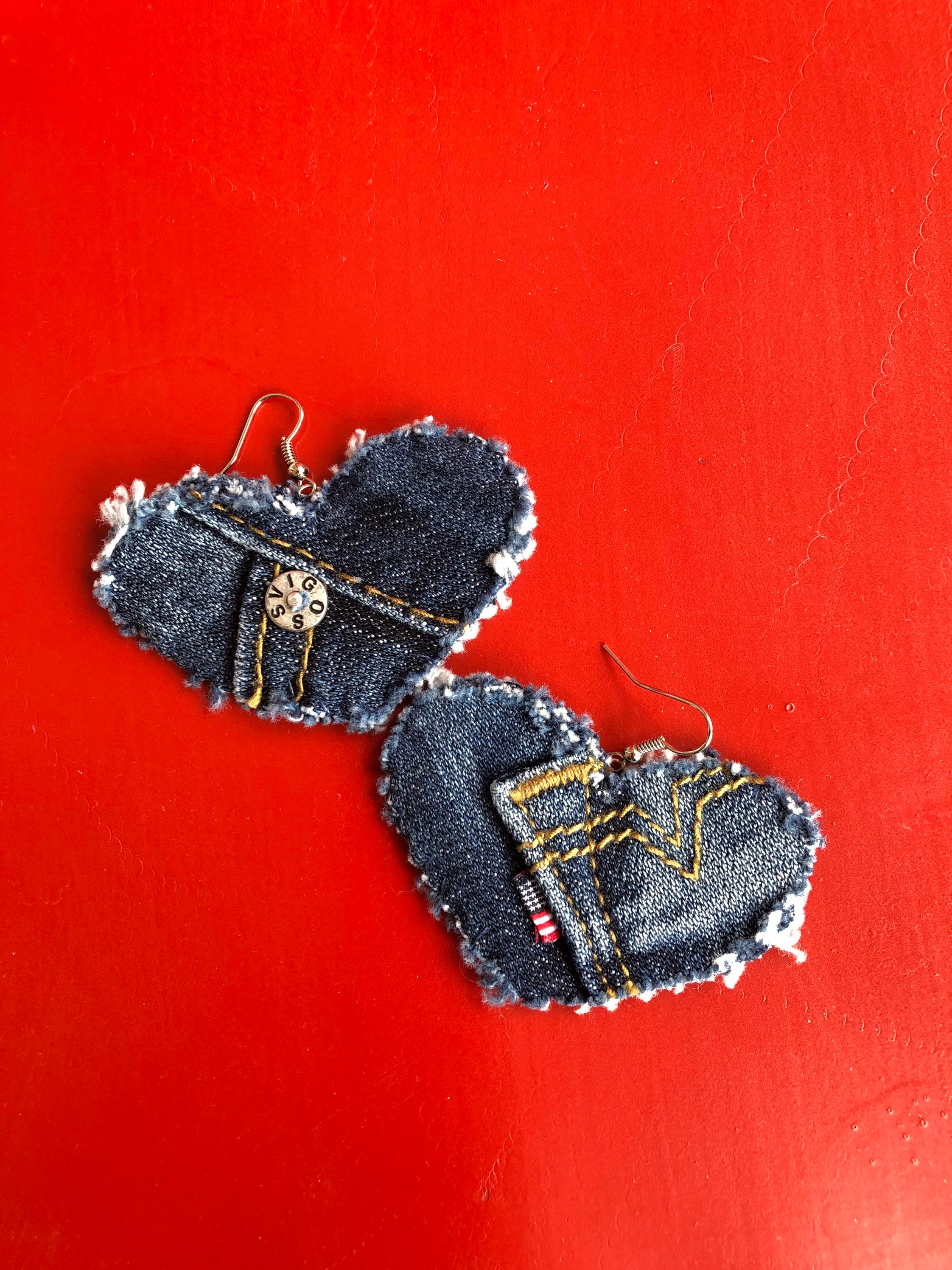 Denim Heart Earring Recycled Vigoss 