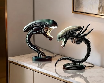 Lámpara de alienígena xenomorfo, lámpara de escritorio de ciencia ficción, luz nocturna inspirada en películas de terror, decoración gótica para habitaciones, lámpara para gamers, iluminación única para dormitorios