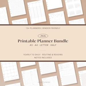 2026 Planner Bundle | Printable Daily, Weekly, Monthly (A5/A4/Letter/Half) (PDF Download)
