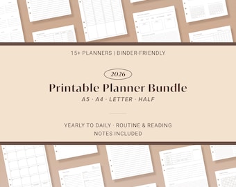 2026 Planner Bundle | Printable Daily, Weekly, Monthly (A5/A4/Letter/Half) (PDF Download)