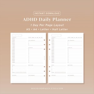 ADHD Daily Planner Printable ADHD Planner for Adults Focus Time Management Task Planner Brain Dump | A5 A4 Letter Half