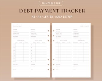 Debt Payment Tracker Printable: Snowball Payoff, Budget Planner (A4/A5/Letter/Half Letter PDF)