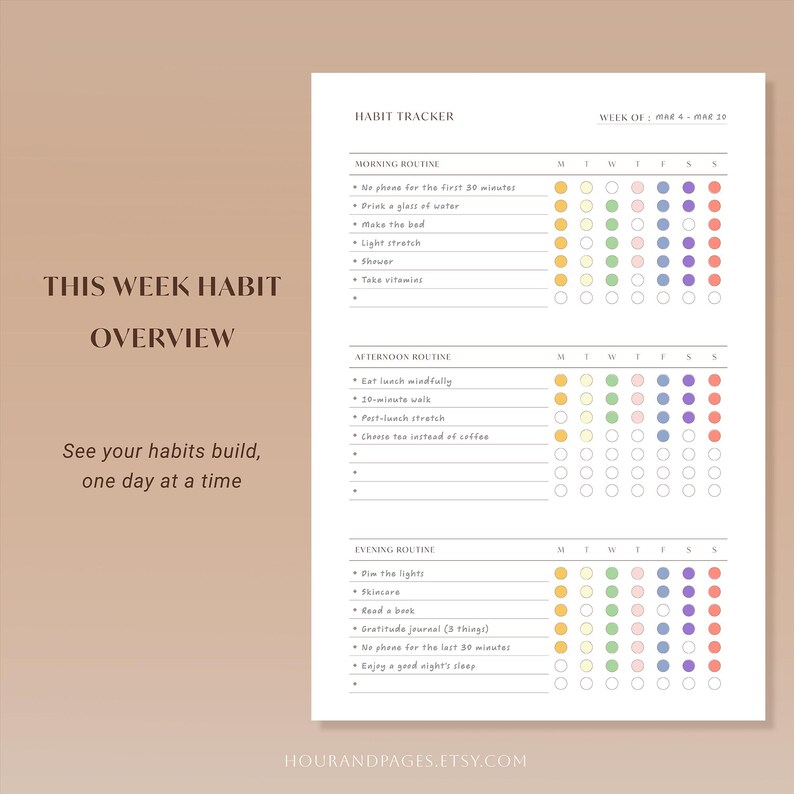 Daily Habit Tracker Printable PDF | Morning, Afternoon, Evening Routine ...