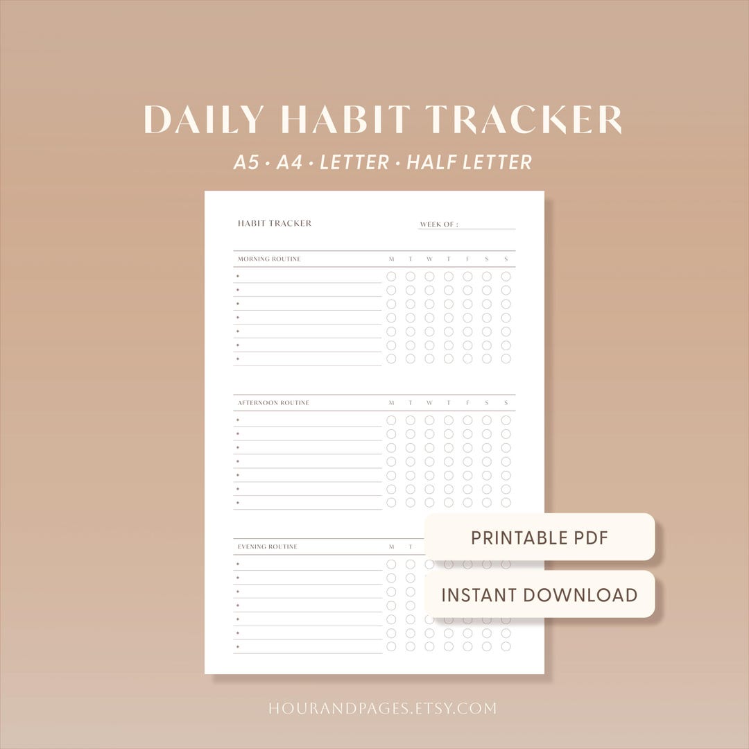 Daily Habit Tracker Printable PDF | Morning, Afternoon, Evening Routine ...
