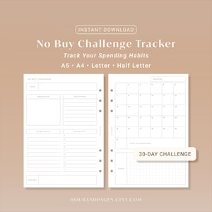 No Spend Challenge Tracker Druckbarer Stop Mehrausgaben Geldsparplaner | A5 A4 Letter Hälfte