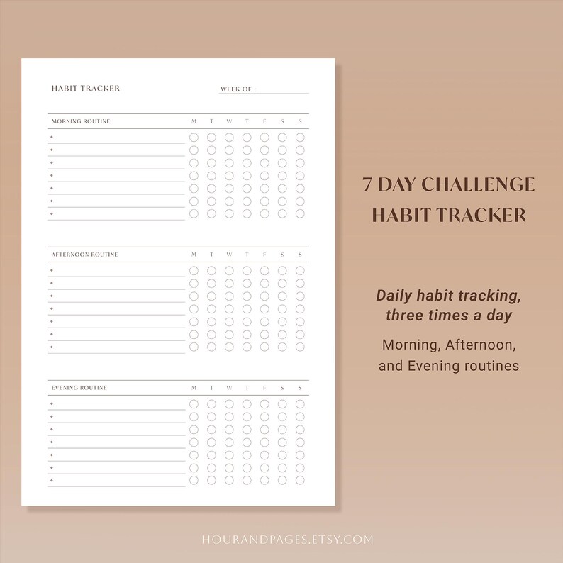 Daily Habit Tracker Printable PDF | Morning, Afternoon, Evening Routine ...