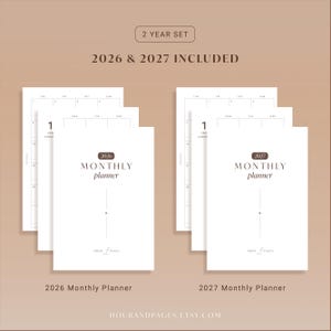 2026 2027 Monthly Planner Printable PDF Dated Calendar Inserts Minimalist Layout | A5 A4 Letter Half image 3
