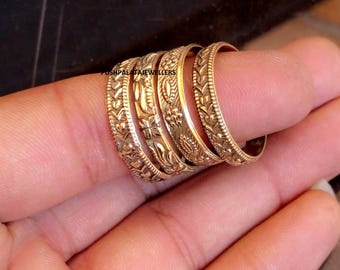 Handmade Copper Stacking Rings: Set of 4 Meditation Bands
