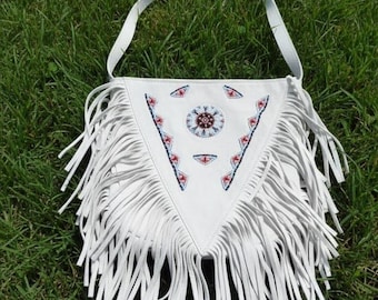 Handmade Suede Leather Fringe Crossbody Bag, Western Boho Style WBG108