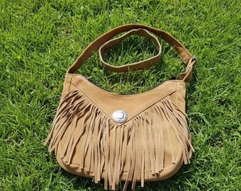Handmade Suede Leather Shoulder Bag For Woman WBG105