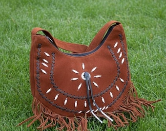 Handmade Suede Leather Shoulder Bag For woman WBG104