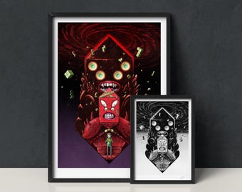 Golb, Betty and Golbetty highly detailed giclée art print, color or black and white Adventure Time inspired matte poster by s_k_a_r_t