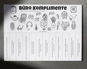 Büro Komplimente zum Abreißen – Lustiges Bürohumor Poster (PDF)