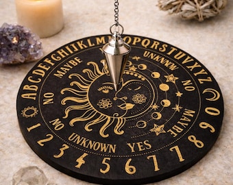 Personalized Pendulum Board – Wooden Dowsing Divination Board – Witchcraft Tool – Pendulum Chart – Spiritual Altar Decor – Handmade