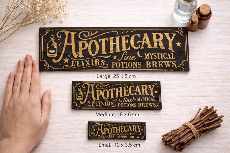 Apothecary Wooden Sign – Witchy & Vintage Wall Decor – Apothecary Decor – Mystical Witchcraft Sign – 3 Sizes Available image 3