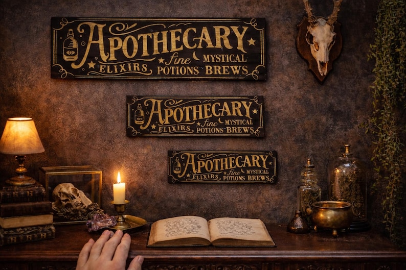 Apothecary Wooden Sign – Witchy & Vintage Wall Decor – Apothecary Decor – Mystical Witchcraft Sign – 3 Sizes Available image 4