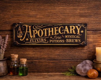 Apothecary Wooden Sign – Witchy & Vintage Wall Decor – Apothecary Decor – Mystical Witchcraft Sign – 3 Sizes Available