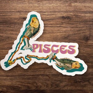 Vintage Illustration Pisces Astrology Sticker